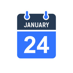 January 24 Calendar Date Icon, Event Date Icon, Calendar Date, Icon Design Vector Graphic