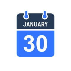 January 30 Calendar Date Icon, Event Date Icon, Calendar Date, Icon Design Vector Graphic