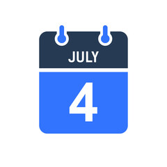 July 4 Calendar Date Icon, Event Date Icon, Calendar Date, Icon Design Vector Graphic