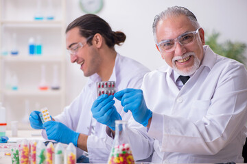 Two chemists working in the lab