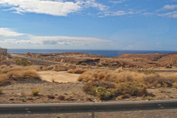  landscapes from the Spanish island of Tenerife with the highway and the ocean