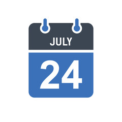 July 24 Calendar Date Icon, Event Date Icon, Calendar Date, Icon Design Vector Graphic