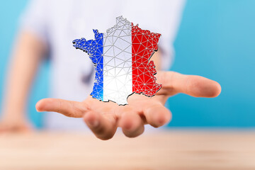 3d Digital France map country  illustration
