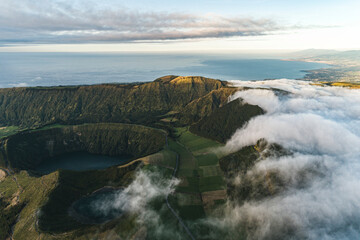 Aerial picture of the craters in azores
