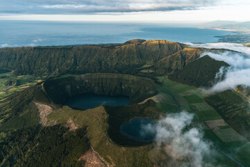 Aerial picture of the craters in azores