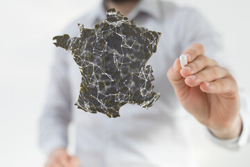 3d Digital France map country illustration