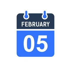 February 5 Calendar Date Icon, Event Date Icon, Calendar Date, Icon Design Vector Graphic