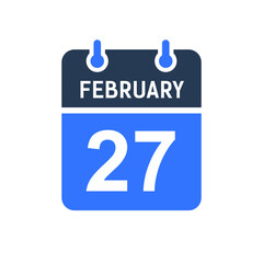 February 27 Calendar Date Icon, Event Date Icon, Calendar Date, Icon Design Vector Graphic