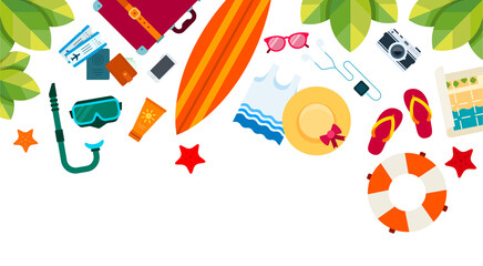 Wallpaper tropical trip flat design vector illustration.