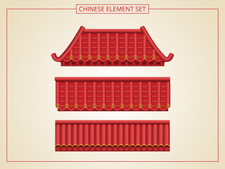 Chinese door and entrance with red roof in papercut style. Suitable for graphic, banner, card, flyer and many purpose © paisan