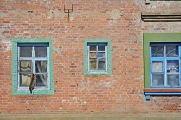 Windows and doors. Village Korenevka in the Gomel region. Gomel region. Belarus.