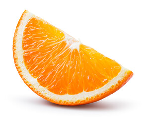 Orange slice isolated. Cut orange slice isolate. Orang slice on white with clipping path. Full...