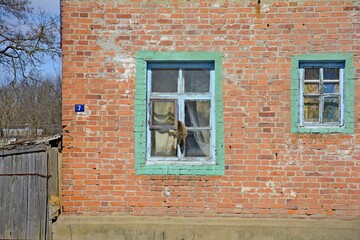 Windows and doors. Village Korenevka in the Gomel region. Gomel region. Belarus.