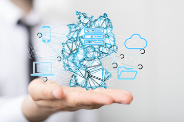 Abstract of germany map network in hand