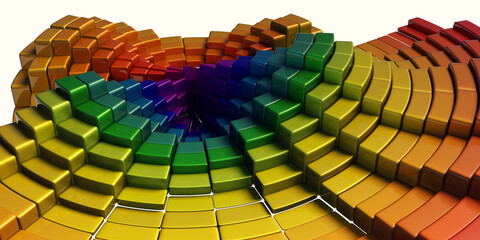 Abstract block of cubes - 3D illustration