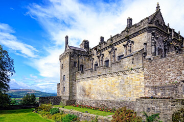 Queen Anne garden and Royal Palace at Stirling castle, Scotland. Located in Stirling, is one of the...