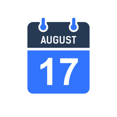 August 17 Calendar Date Icon, Event Date Icon, Calendar Date, Icon Design Vector Graphic