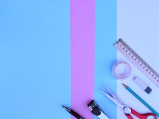 school background with space for text. Horizontal banner for web design. A collection of school...