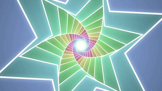 Abstract Color Star Figure Modern Spiral Tunnel Background Animation