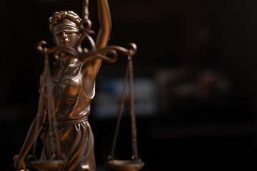 Legal and law statue of Lady Justice scales of justice