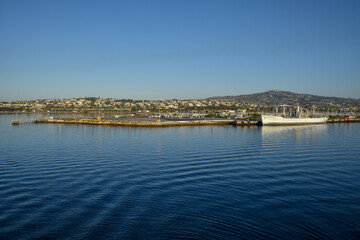 Fototapeta na wymiar view of the port of Los Andgeles, Pacific ocean, USA