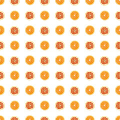 Seamless pattern of isolated slices of grapefruit and orange. Stock illustartion for web and print, wallpaper, background, design and packaging, wrapping and scrapbooking paper