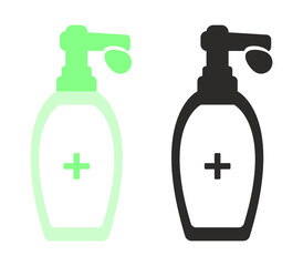 Outline hand sanitizer pump color bottle, washing gel.Alcohol rub sanitizers kill most bacteria, fungi and stop some viruses such as corona virus. Hygiene product. Sanitizer complete bottle