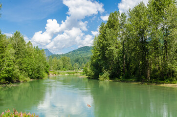 Beautiful Mountain River in Vancouver, British Columbia, Canada.
