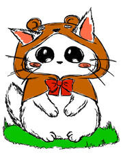 Fluffy cat in a cape