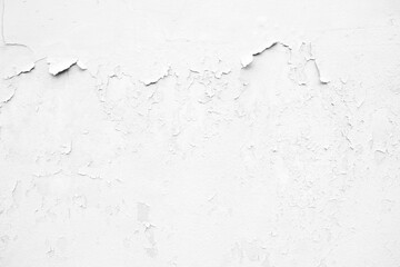 White Peeling Paint on Concrete Wall Texture Background.
