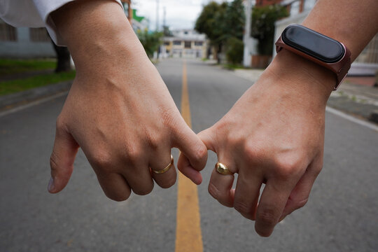 brides hands lesbians interlaced women's hand showing their wedding rings
