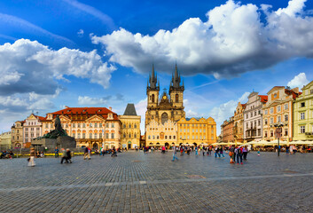 Fototapeta na wymiar Prague Old Town Square and Church of Mother of God before Tyn in Prague, Czech Republic. Architecture and landmark of Prague