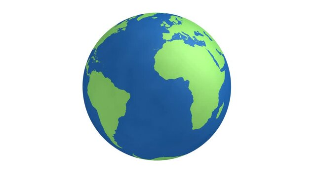 Rotating Earth Animation on White background. Seamless Loop. 4K Video.