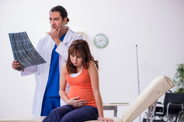 Pregnant woman visiting male doctor gynecologist