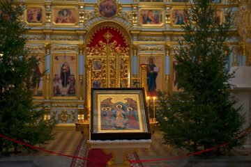 Interior Cathedral of the Icon of the Mother of God Joy of All Who Sorrow 1906 in in Saint John the Baptist Monastery, Sviyazhsk island, Russia