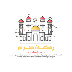 Ramadan Kareem greetings with mosque illustration
