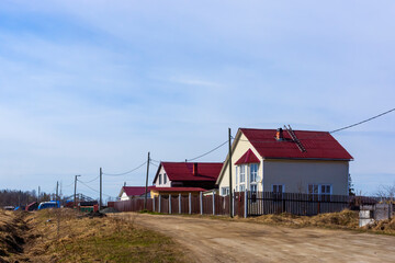Low-rise cottages on the outskirts of city in Russia