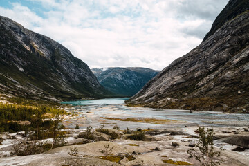 Landscape with glacier melt water.