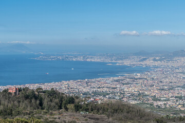 Fototapeta na wymiar Aerial view of the Gulf of Naples from the Vesuvius volcano