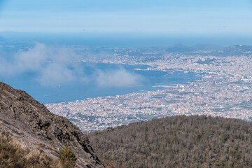 Aerial view of the Gulf of Naples from the Vesuvius volcano