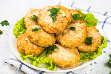 Chicken cutlet in the plate.