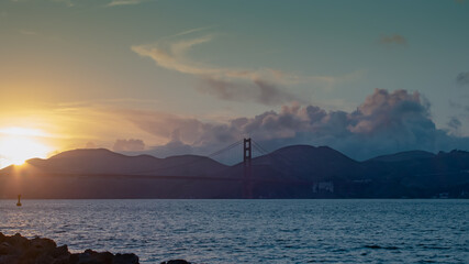 Sunset and clouds over the Golden Gate Bridge