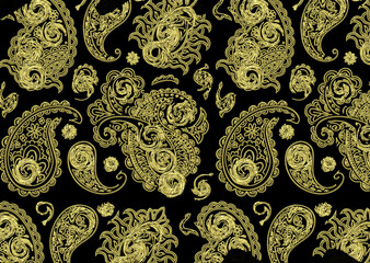 ethnic paisley 3d embroidery pattern	
