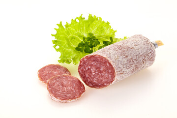 Italian dry Saliami pork sausage