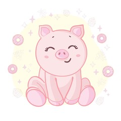 Obraz na płótnie Canvas Illustration of very cute piggy