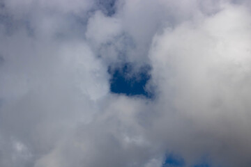 Beautiful blue sky with white clouds. Spring weather