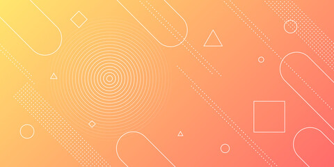 Modern abstract background with memphis elements in yellow and orange gradients and retro themed for posters, banners and website landing pages.