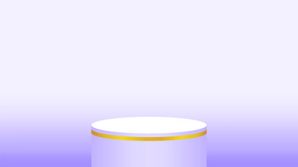 3d pedestal cylinder circle soft purple for cosmetics showcase, podium circle stage purple pastel soft color, platform 1 step for advertising copy space, one podium round for product display