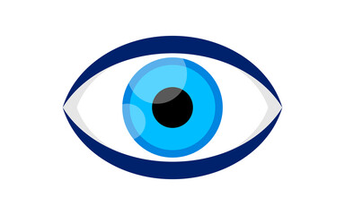 eye blue icon isolated on white background, illustration eyeball blue for health care concept, blue eye for graphic logo, eye redness for eyesight, see, vision, look, view and optical symbol