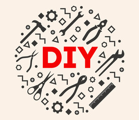 DIY Template. Do it yourself. Home Repair Tools Concept illustration. Hand Made.